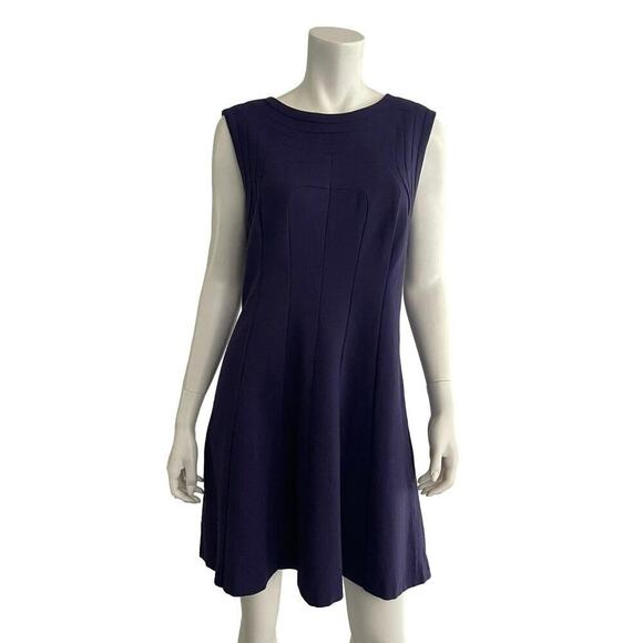 Tadashi Shoji XS Dress Black Jersey Illusions Mesh Pleat Fit Flare Cocktail - Picture 6 of 10